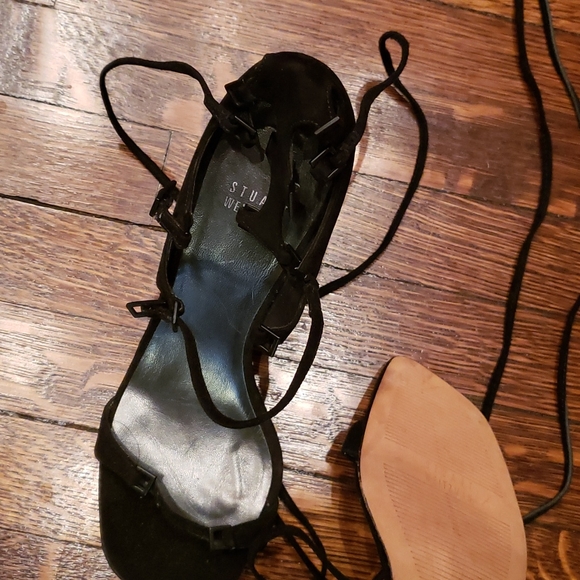 NWOT Stuart Weitzman gladiator heels size 8 heels 4 inch black suede - Picture 4 of 4